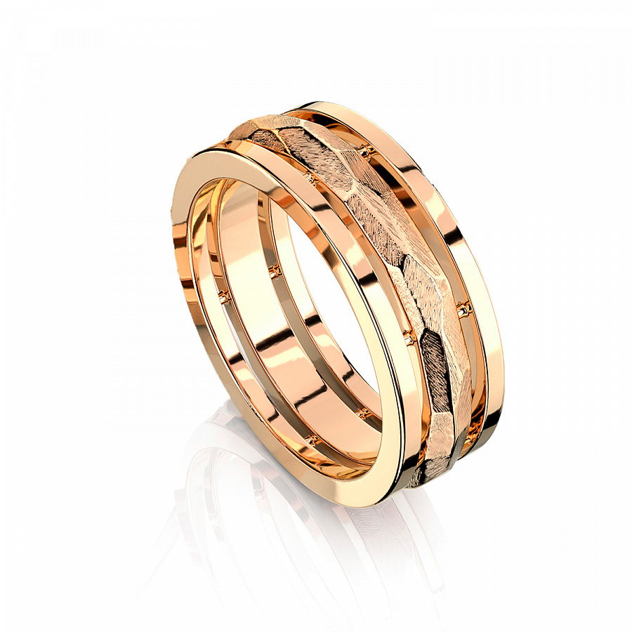 Широкое обручальное кольцо с гранями COMBO FACET фото