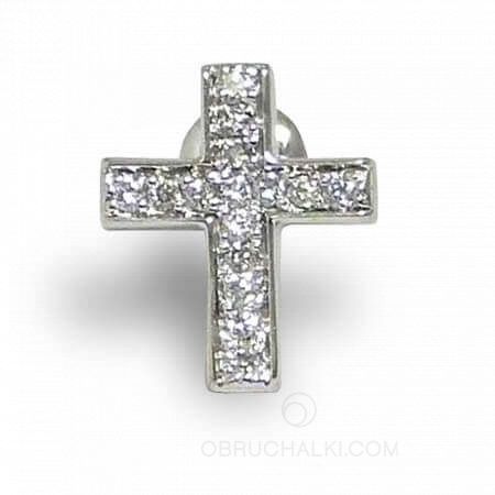 Мужская серьга крест с бриллиантами на заказ фото