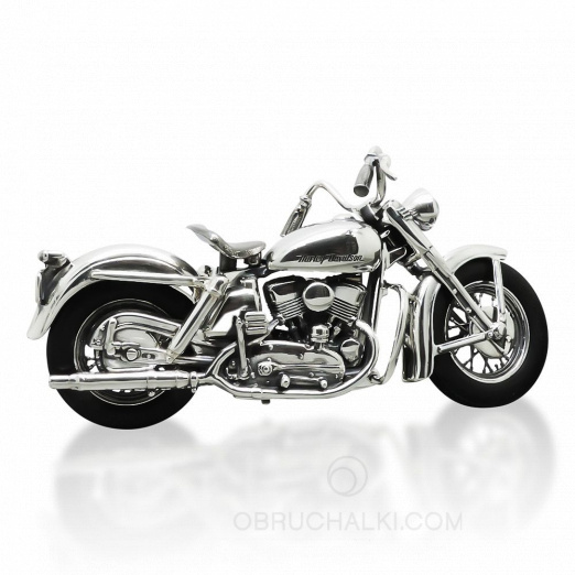 Серебряная модель мотоцикла Harley Davidson на заказ фото 2