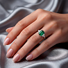 Помолвочное женское кольцо из белого золота с изумрудом и бриллиантами EMERALD HARMONY