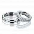 Парные обручальные кольца с двумя бриллиантовыми дорожками в кольце невесты COMBO DUET  на заказ фото