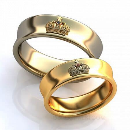 Венчальные кольца Короны комбинированные с бриллиантами и самоцветами на заказ фото 2