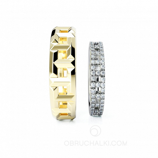 Парные обручальные кольца с бриллиантами T-STYLE на заказ фото 4