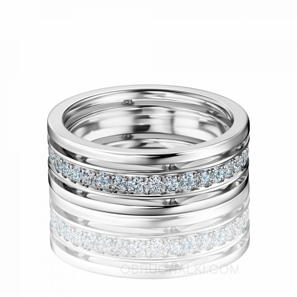Женское обручальное кольцо из белого золота с белыми бриллиантами COMBO WHITE