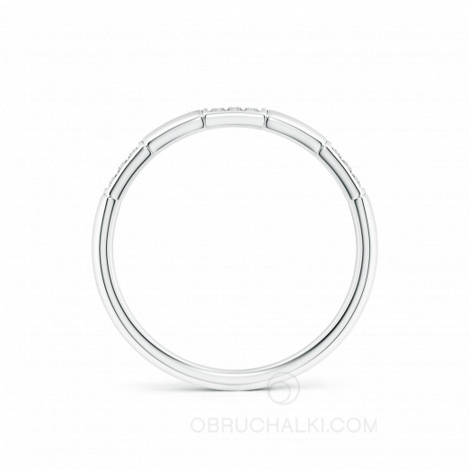 Обручальное кольцо из белого золота с бриллиантами на заказ фото 2