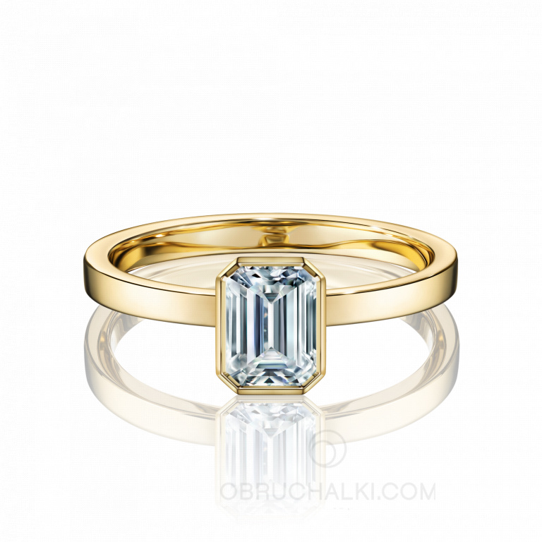 Помолвочное кольцо из золота 585 пробы с бриллиантом огранки эмеральд FAMILY RELIC EMERALD