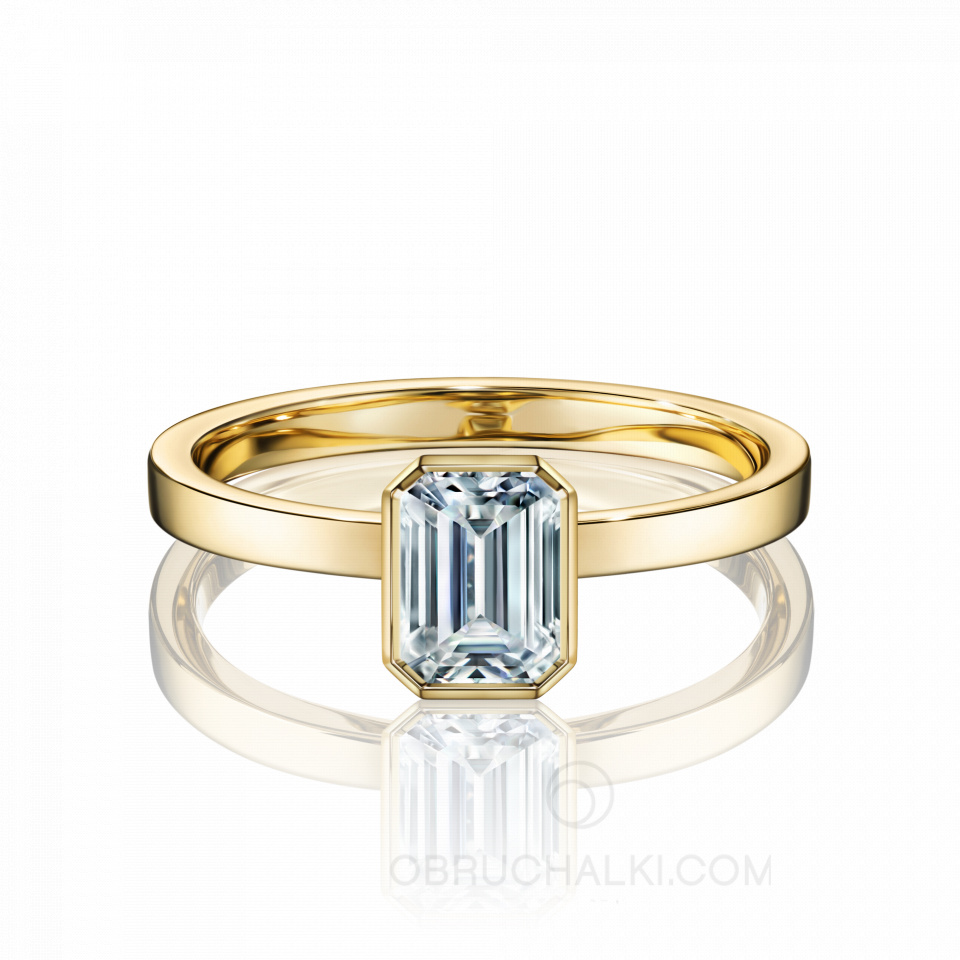 Помолвочное кольцо из золота 585 пробы с бриллиантом огранки эмеральд FAMILY RELIC EMERALD