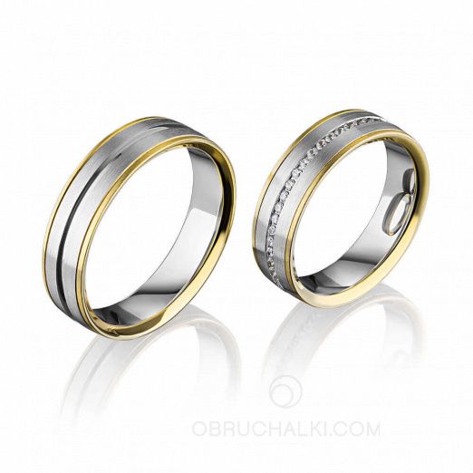 Обручальные кольца из комбинированного золота с бриллиантами DELIGHT на заказ фото 3