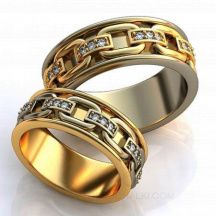 Необычные обручальные кольца с цепью и бриллиантами  фото