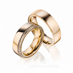 Парные обручальные кольца с бриллиантами RICH DIAMOND CIRCLE фото