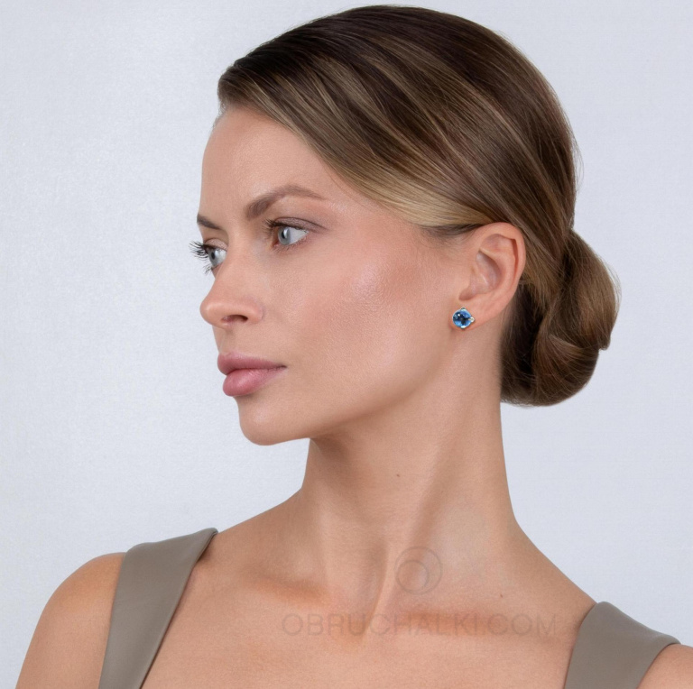 Серьги-пусеты золотые с топазом LONDON TOPAZ