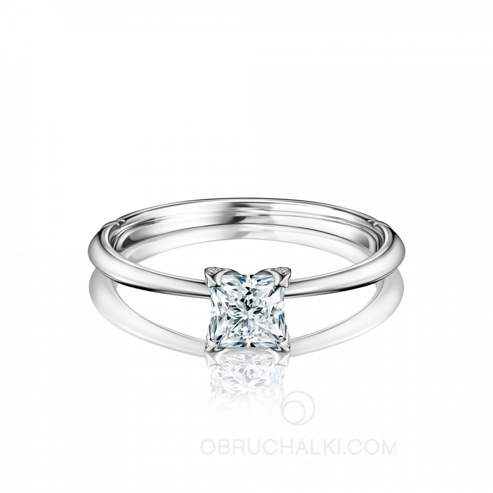 Помолвочное кольцо золотое с квадратным бриллиантом принцесса PRINCESS DREAMS