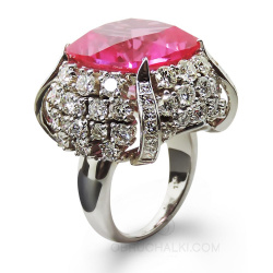 Женское кольцо с бриллиантами и розовым турмалином TOURMALINE ROSE фото