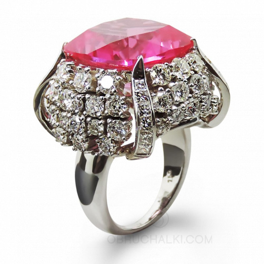 Женское кольцо с бриллиантами и розовым турмалином TOURMALINE ROSE на заказ фото