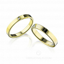 Классические гладкие обручальные кольца с бриллиантом MODERN CLASSIC GOLD фото