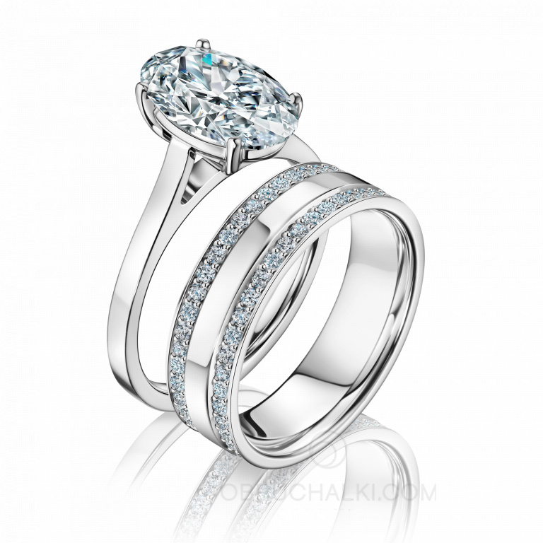 Комплект из обручального и помолвочного кольца для невесты OVAL GRACE & GLOSS BRILLIANCE