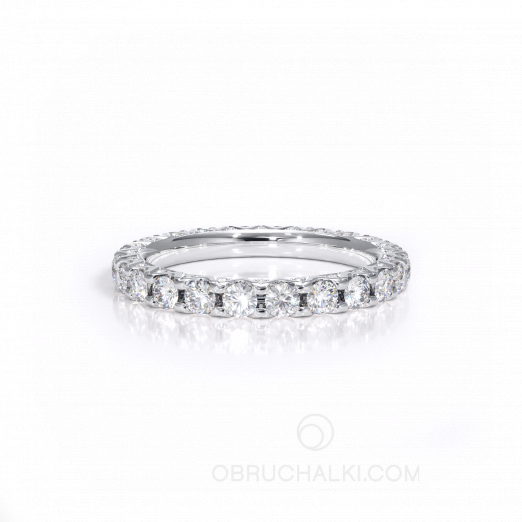 Женское обручальное кольцо-дорожка из белого золота c бриллиантами STONE MOON на заказ фото 2