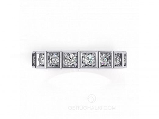 Обручальное кольцо - дорожка с бриллиантами на заказ фото 2