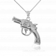Кулон - пистолет мужской револьвер из белого золота REVOLVER на заказ фото
