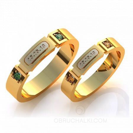 Необычные узкие обручальные кольца с датой свадьбы или именем на заказ фото