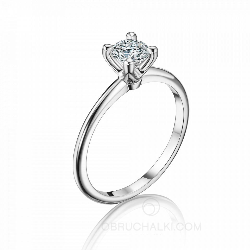 Классическое кольцо для помолвки с круглым бриллиантом SNOW QUEEN 