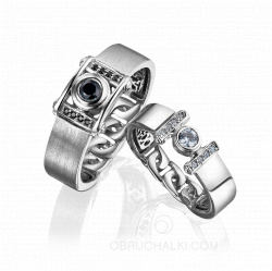 Широкие парные обручальные кольца DARK PRINCE LITE фото
