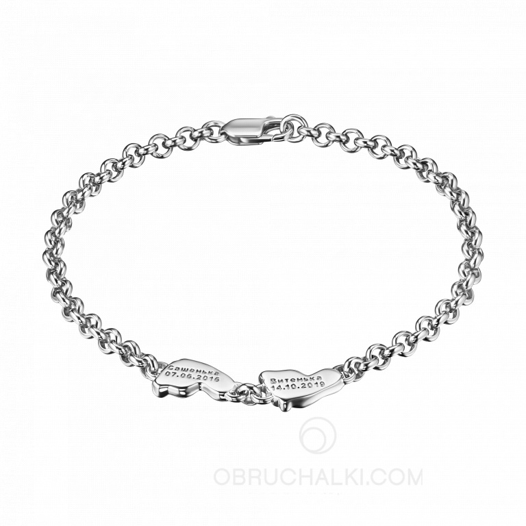 Браслет для мамы с пяточками и гравировкой MOM BRACELET
