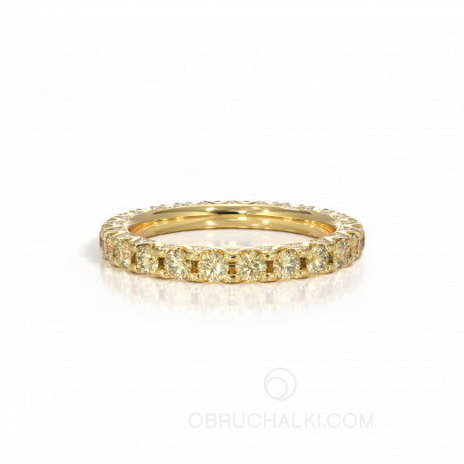 Женское обручальное кольцо из желтого золота с желтыми бриллиантами STONE SUN на заказ фото 3