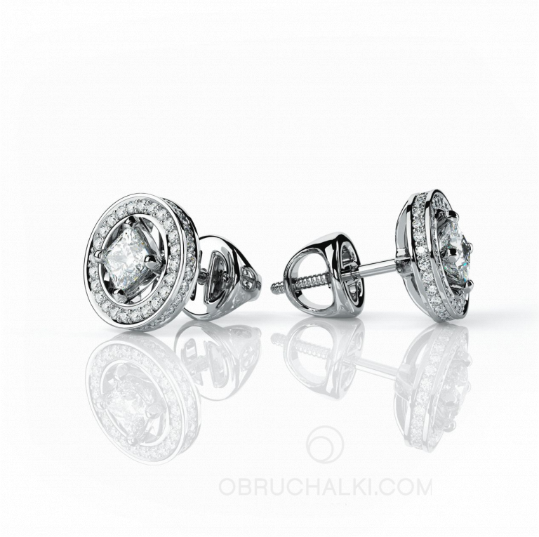 Пусеты-трансформеры круглые с бриллиантами MYSTERY EARRINGS
