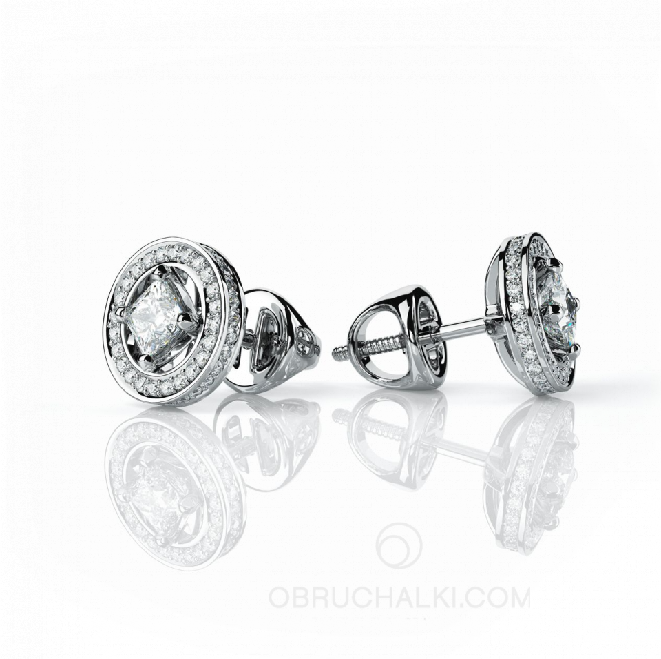 Пусеты-трансформеры круглые с бриллиантами MYSTERY EARRINGS