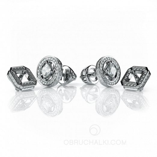 Пусеты-трансформеры круглые с бриллиантами MYSTERY EARRINGS на заказ фото 5