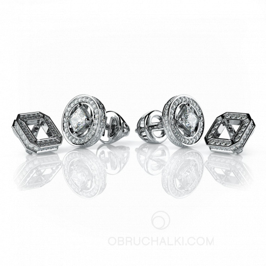 Пусеты-трансформеры круглые с бриллиантами MYSTERY EARRINGS на заказ фото 5