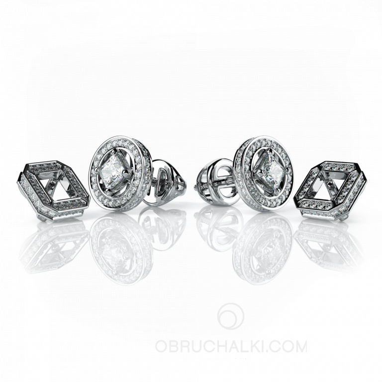 Пусеты-трансформеры круглые с бриллиантами MYSTERY EARRINGS