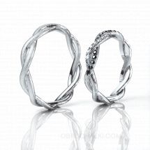 Плетеные обручальные кольца с белыми и черными бриллиантами TWISTED BRILLIANT фото