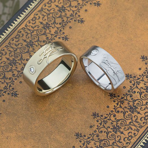 Парные обручальные кольца с росписью AUTOGRAPH на заказ фото 4
