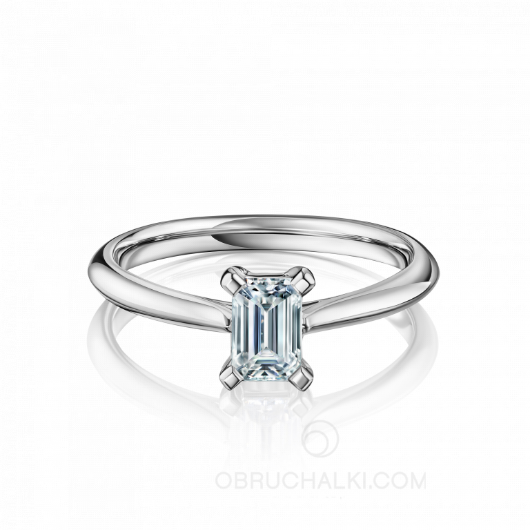 Помолвочное кольцо с бриллиантом изумрудной огранки PROMISE EMERALD