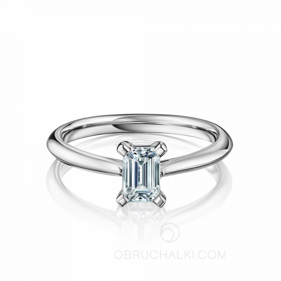 Помолвочное кольцо с бриллиантом изумрудной огранки PROMISE EMERALD