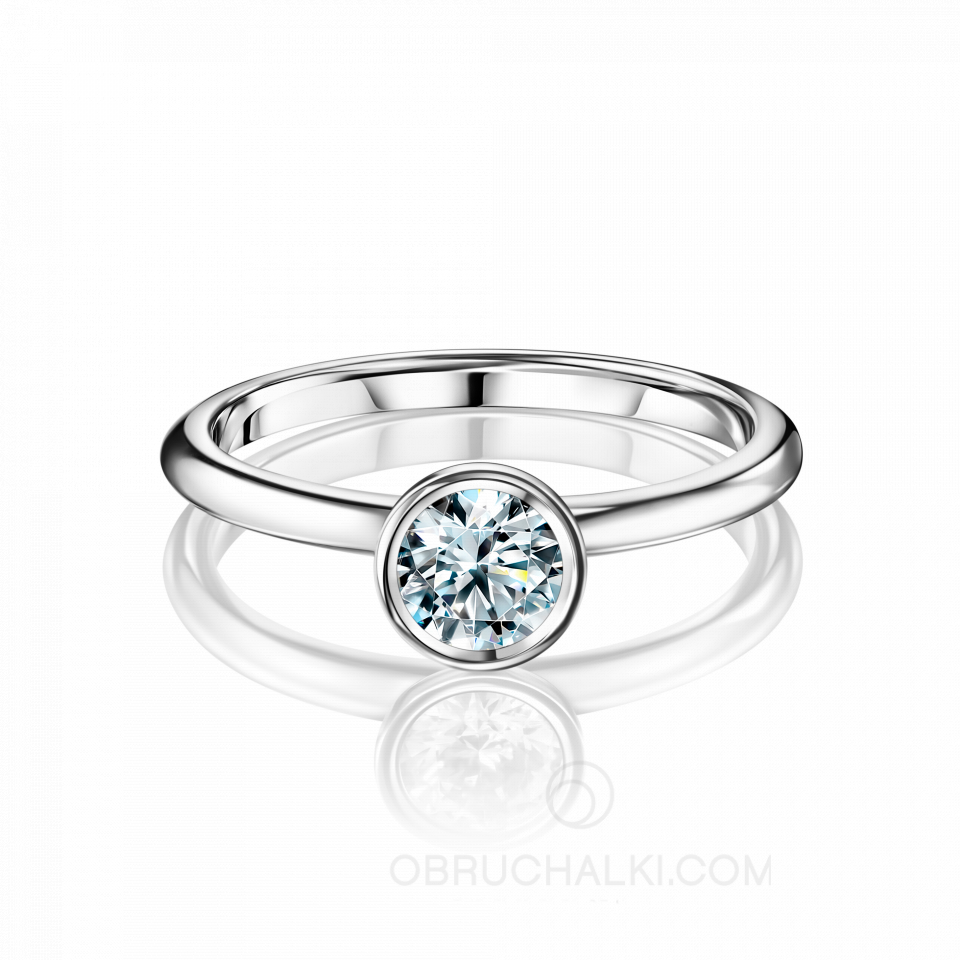 Помолвочное кольцо с популярной глухой закрепкой бриллианта  ETERNAL MINIMAL