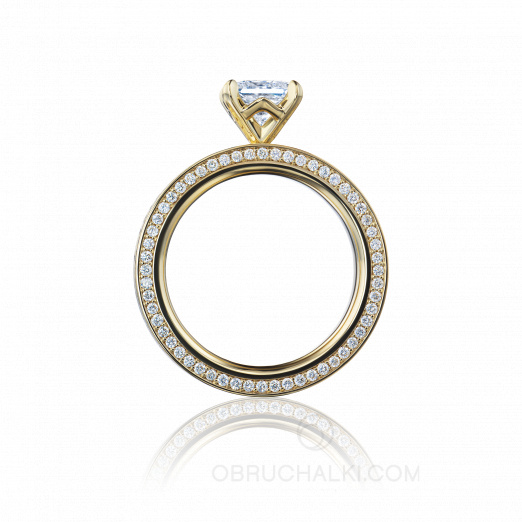 Помолвочное кольцо с необычной поверхностью и бриллиантом 1 карат EMPRESS на заказ фото 3