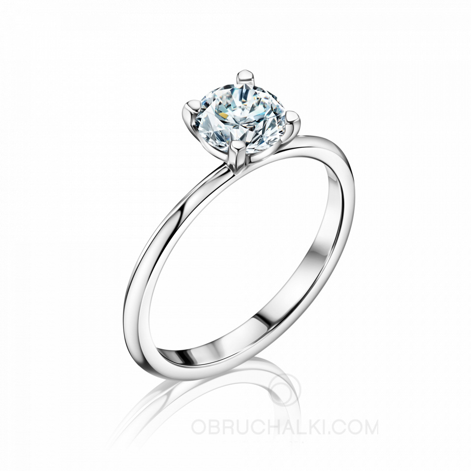 Золотое кольцо для предложения с крупным круглым бриллиантом SELESTINA ROUND