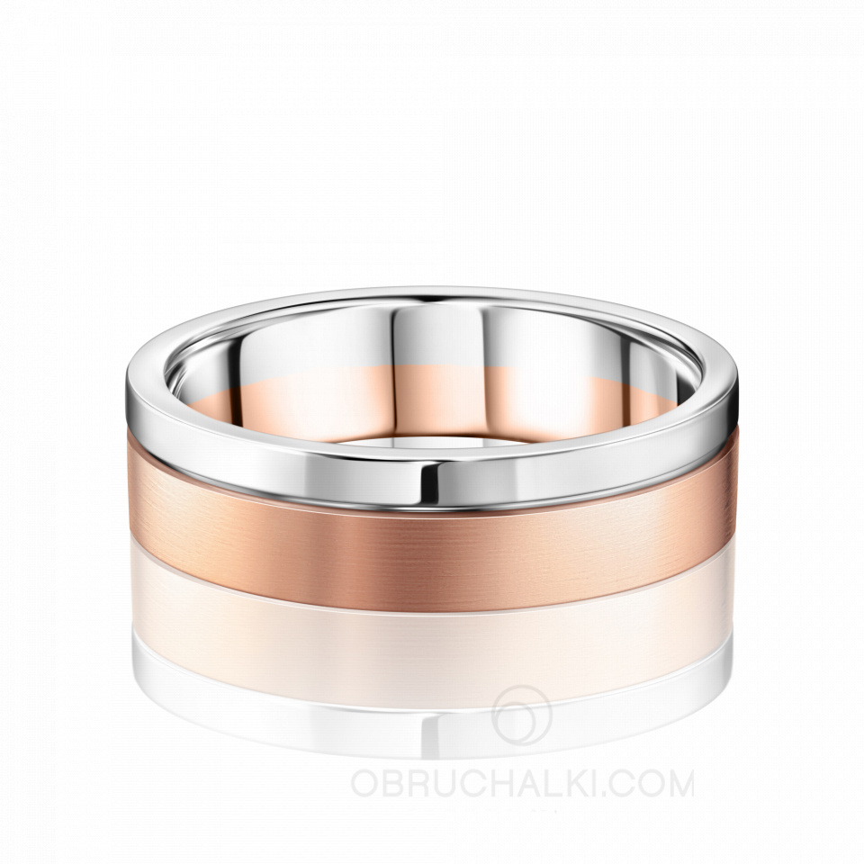 Мужское свадебное кольцо из комбинированного золота