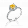 Помолвочное кольцо с желтым бриллиантом и россыпью камней