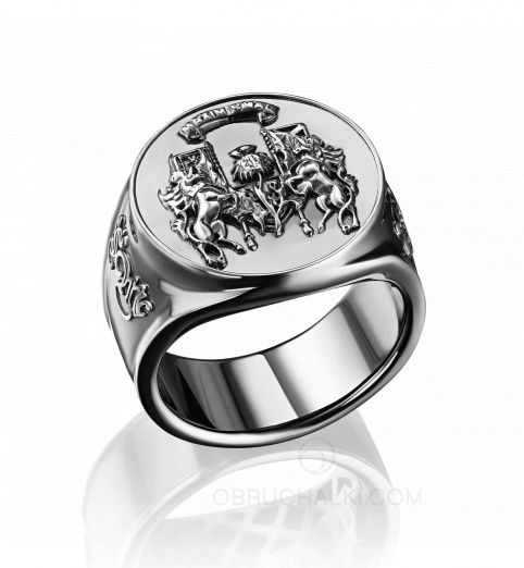 Кольцо-печатка мужская с фамильным гербом FAMILY RING на заказ фото