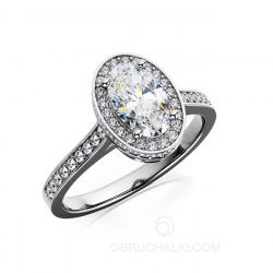 Помолвочное кольцо с белым овальным бриллиантом OVAL DIAMOND RING фото