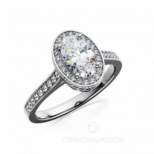 Помолвочное кольцо с белым овальным бриллиантом OVAL DIAMOND RING на заказ фото