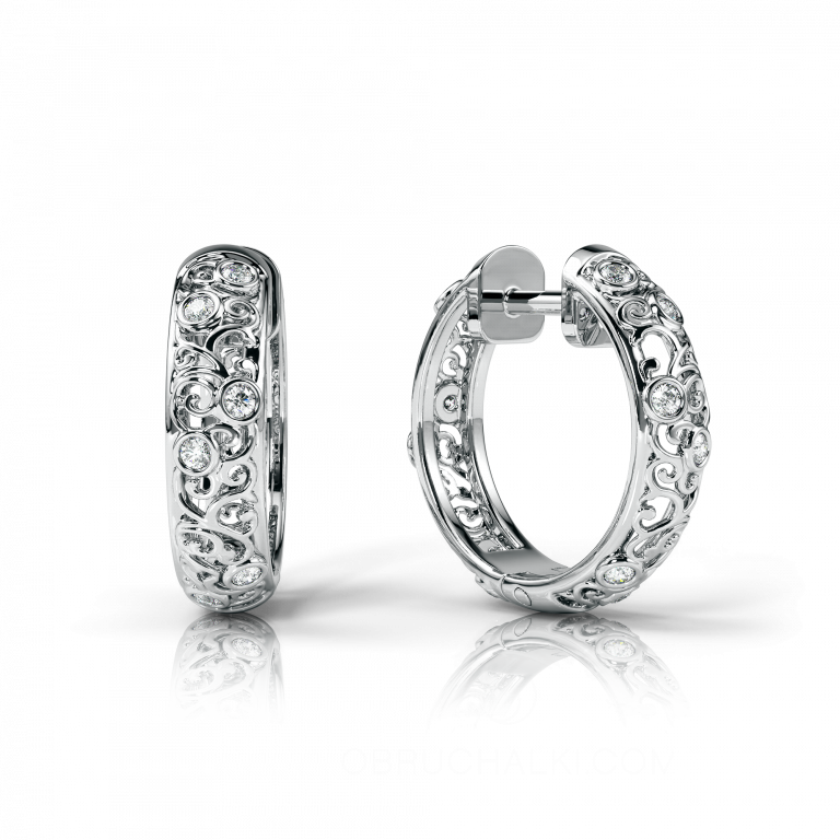 Узорные серьги из золота с бриллиантами на заказ PLEXUS EARRINGS