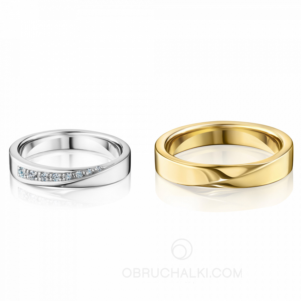 Парные обручальные кольца MOBIUS MONO