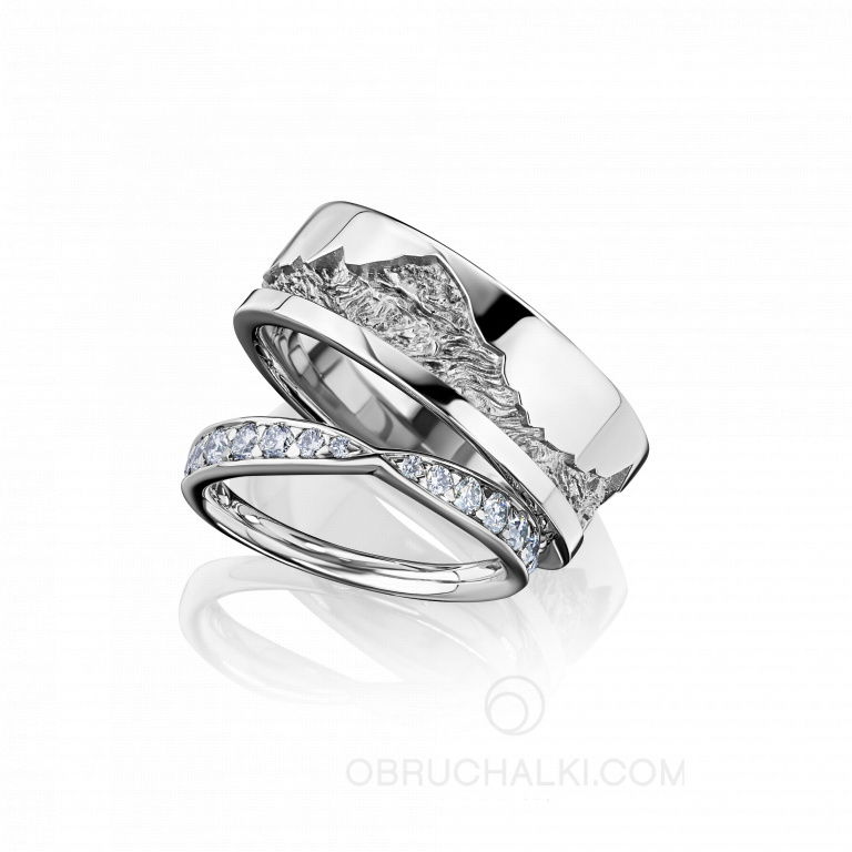 Обручальные кольца из платины c бриллиантами PLATINUM UNIQUE