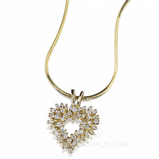 Золотой кулон-подвеска в виде сердца с бриллиантами HEART на заказ фото