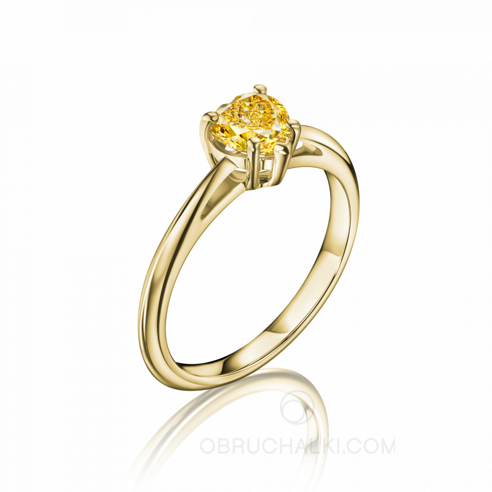 Помолвочное кольцо с желтым бриллиантом огранки сердце SUN HEART RING